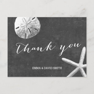 Cartão Postal Vintage Chalkboard Beach Theme Weding Obrigado