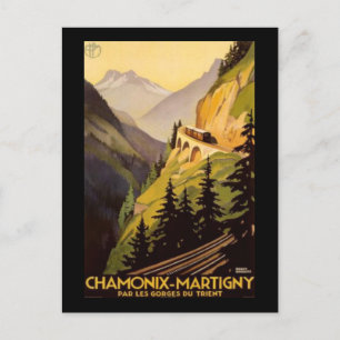 Cartão Postal Vintage Chamonix-Martigny Viagem
