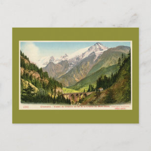Cartão Postal Vintage Chamonix Railroad viaduct Mont Blanc
