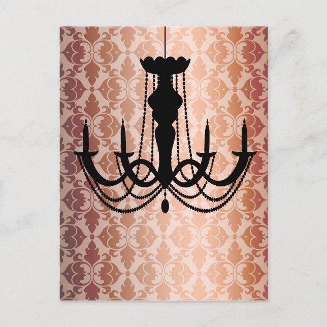Cartão Postal Vintage Chandelier Damask (Frente)