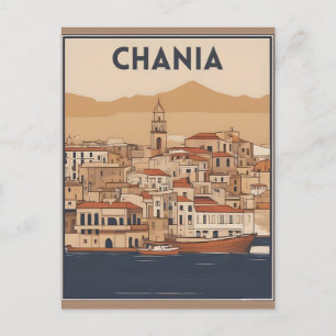 Cartão Postal Vintage Chania City Souvenirs crete grécia
