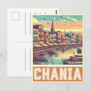 Cartão Postal Vintage Chania City Souvenirs crete grécia