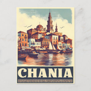Cartão Postal Vintage Chania City Souvenirs crete grécia