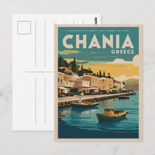 Cartão Postal vintage Chania Grécia praias presentes lembranças