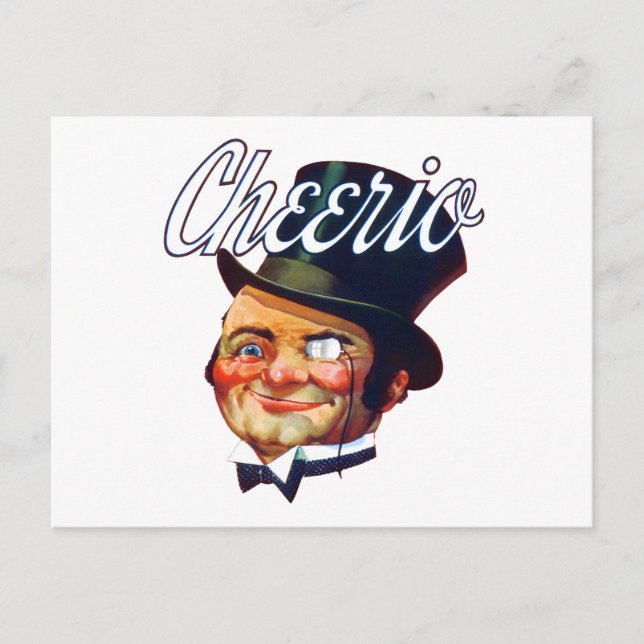 Cartão Postal Vintage Cheerio Top Hat Cara (Frente)