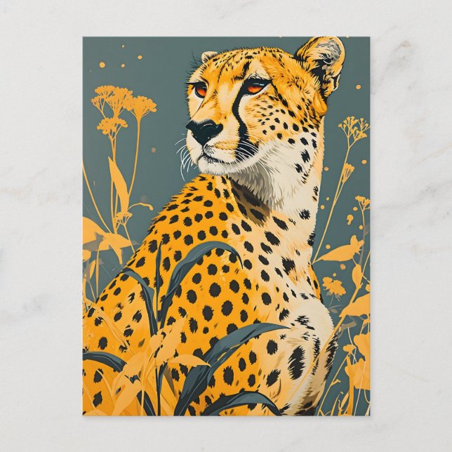 Cartão Postal Vintage Cheetah (Frente)