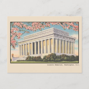 Cartão Postal Vintage Cherry Blossoms no Memorial Lincoln