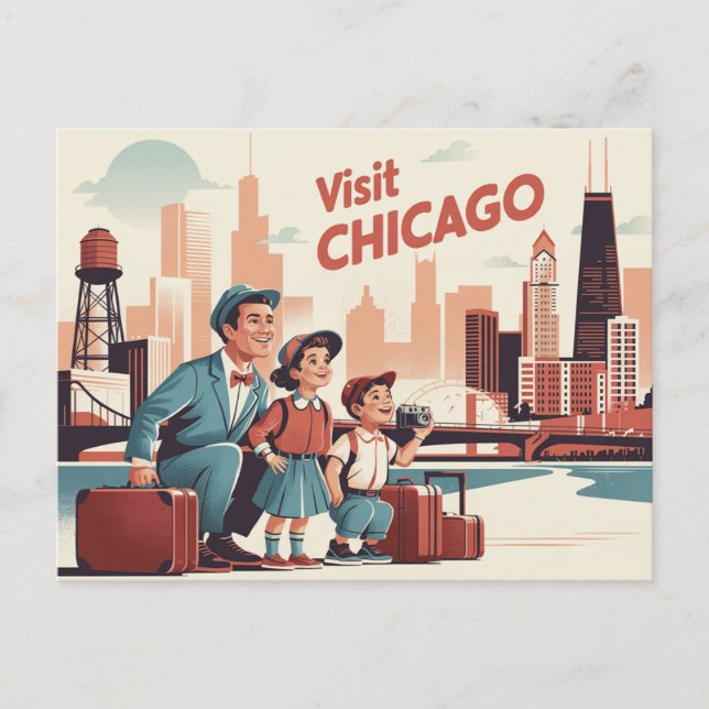 Cartão Postal Vintage Chicago (Frente)
