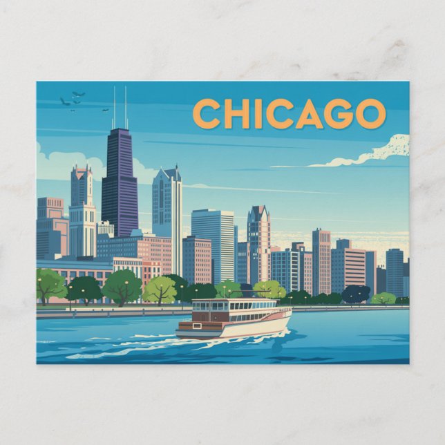 Cartão Postal Vintage Chicago (Frente)