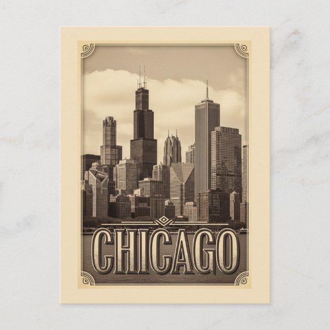 Cartão Postal vintage chicago (Frente)