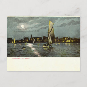 Cartão Postal Vintage Chicago de 1906 à noite