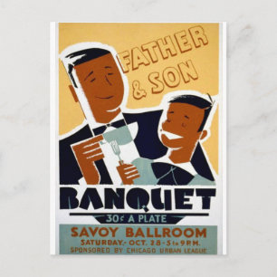 Cartão Postal Vintage Chicago, Dia do Pai e Filho do Teatro Rega