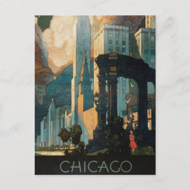 Cartão Postal Vintage Chicago, EUA - (Frente)