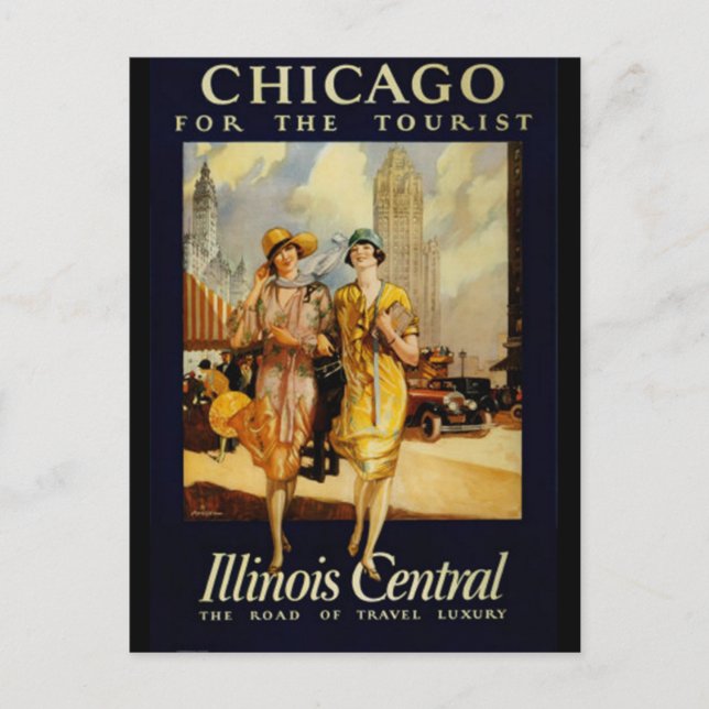 Cartão Postal Vintage Chicago, EUA - (Frente)