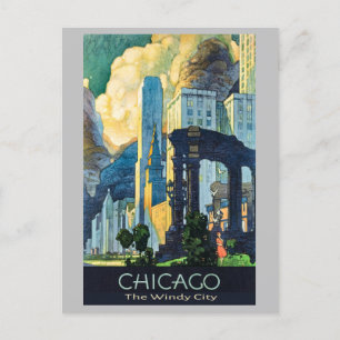 Cartão Postal Vintage Chicago Illinois Cidade Windy