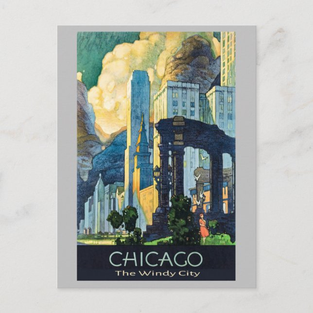 Cartão Postal Vintage Chicago Illinois Cidade Windy (Frente)