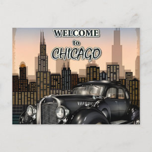 Cartão Postal Vintage Chicago Illinois City Skyline Retro Viagem