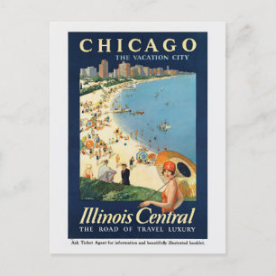 Cartão Postal Vintage Chicago Illinois - Viagem de Turismo Retro