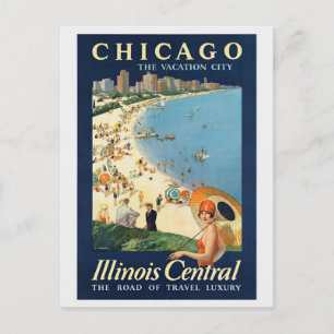 Cartão Postal Vintage Chicago Illinois - Viagem de Turismo Retro
