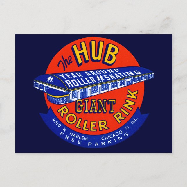 Cartão Postal Vintage Chicago Roller Rink (Frente)