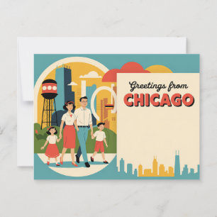 Cartão postal Vintage Chicago   Saudações de Chica