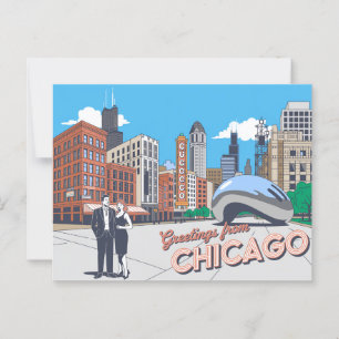 Cartão postal Vintage Chicago Saudações de Chica