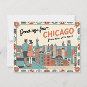 Cartão postal Vintage Chicago Saudações de Chica