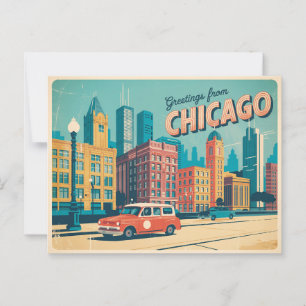 Cartão postal Vintage Chicago   Saudações de Chica