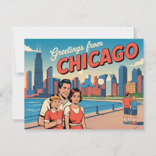 Cartão postal Vintage Chicago Saudações de Chica