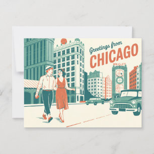 Cartão postal Vintage Chicago Saudações de Chica