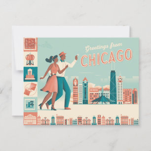 Cartão postal Vintage Chicago Saudações de Chica