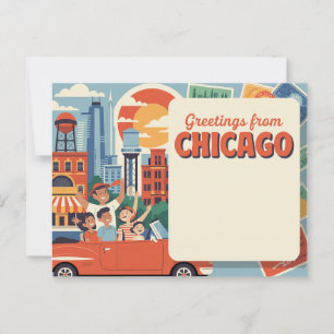 Cartão postal Vintage Chicago Saudações de Chica