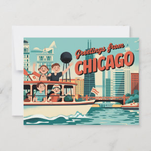 Cartão postal Vintage Chicago Saudações de Chica