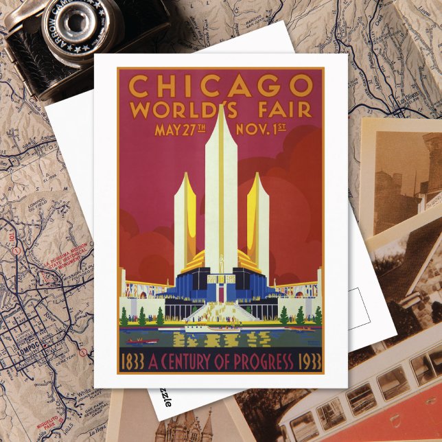 Cartão Postal Vintage Chicago World's Fair Viagem (Criador carregado)