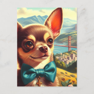 Cartão Postal Vintage Chihuahua Painting