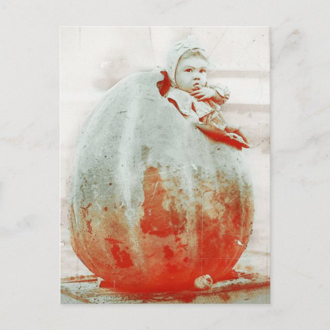 Cartão Postal Vintage Child in a Giant Pumpkin (Frente)