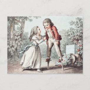 Cartão Postal Vintage Child on Stilts