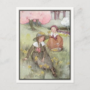 Cartão Postal Vintage Children in Meadow por Anne Anderson
