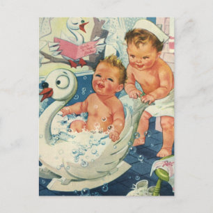 Cartão Postal Vintage Children reproduzindo bolhas em Swan Batht