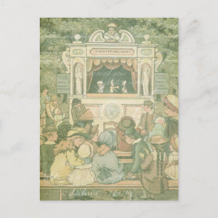 Cartão Postal Vintage Children Storybook Puppet Show Collage