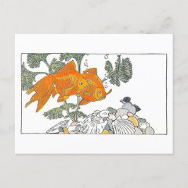 Cartão Postal Vintage Children's Book Illustration Goldfish