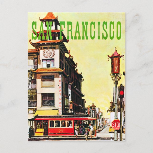 Cartão Postal Vintage Chinatown San Francisco Viagem (Frente)