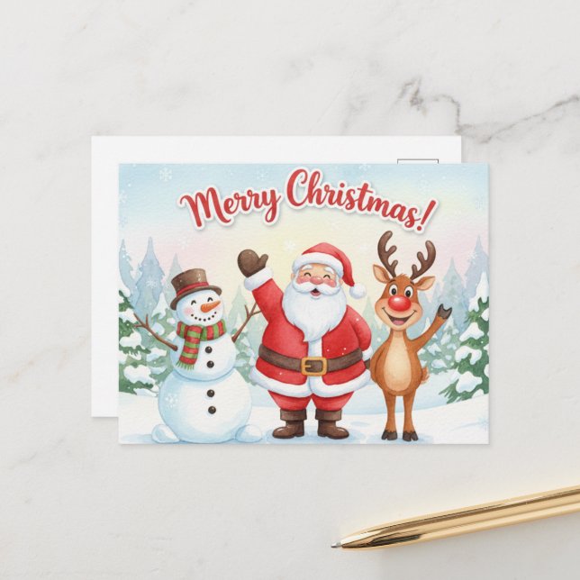 Cartão Postal Vintage Christmas Postcard (Frente/Verso In Situ)