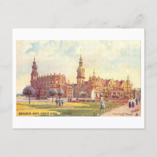 Cartão Postal Vintage Church and Palace in Dresden, Germany