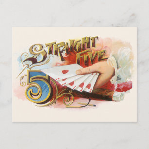 Cartão Postal Vintage Cigar Label Art Hetero Flush with Hearts