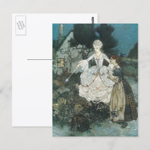 Cartão Postal Vintage Cinderella Fairy Godman, por Edmund Dulac