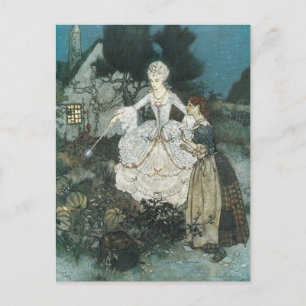 Cartão Postal Vintage Cinderella Fairy Godman, por Edmund Dulac