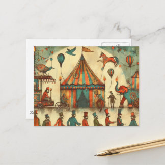 Cartão Postal Vintage Circus Big Top Collage
