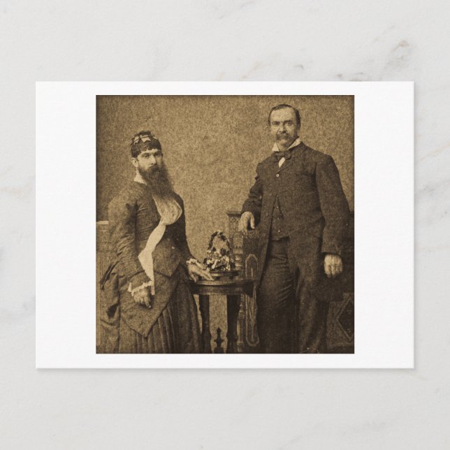 Cartão Postal Vintage Circus Freak Bearded Lady (Frente)
