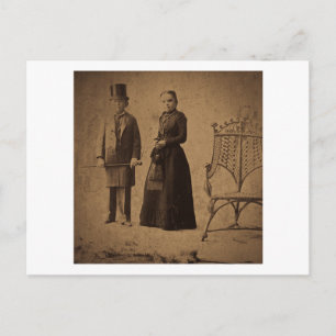 Cartão Postal Vintage Circus Freaks Major Ray e Sua Esposa